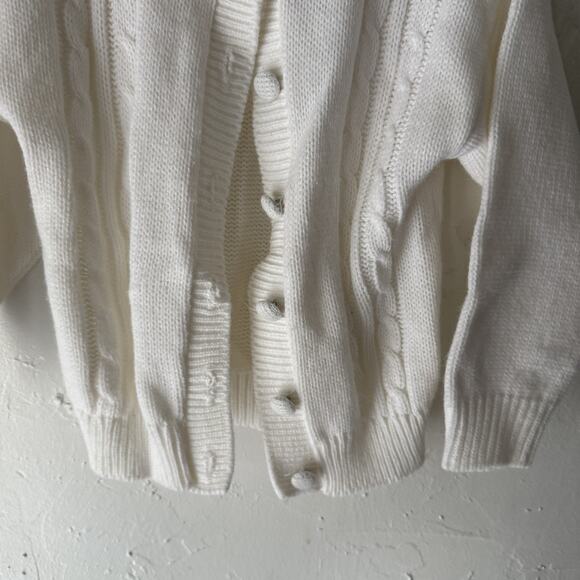 Vintage Miniwaves Sweater Girls Small Cable Knit Floral Made USA 90s Cottage - Picture 3 of 8